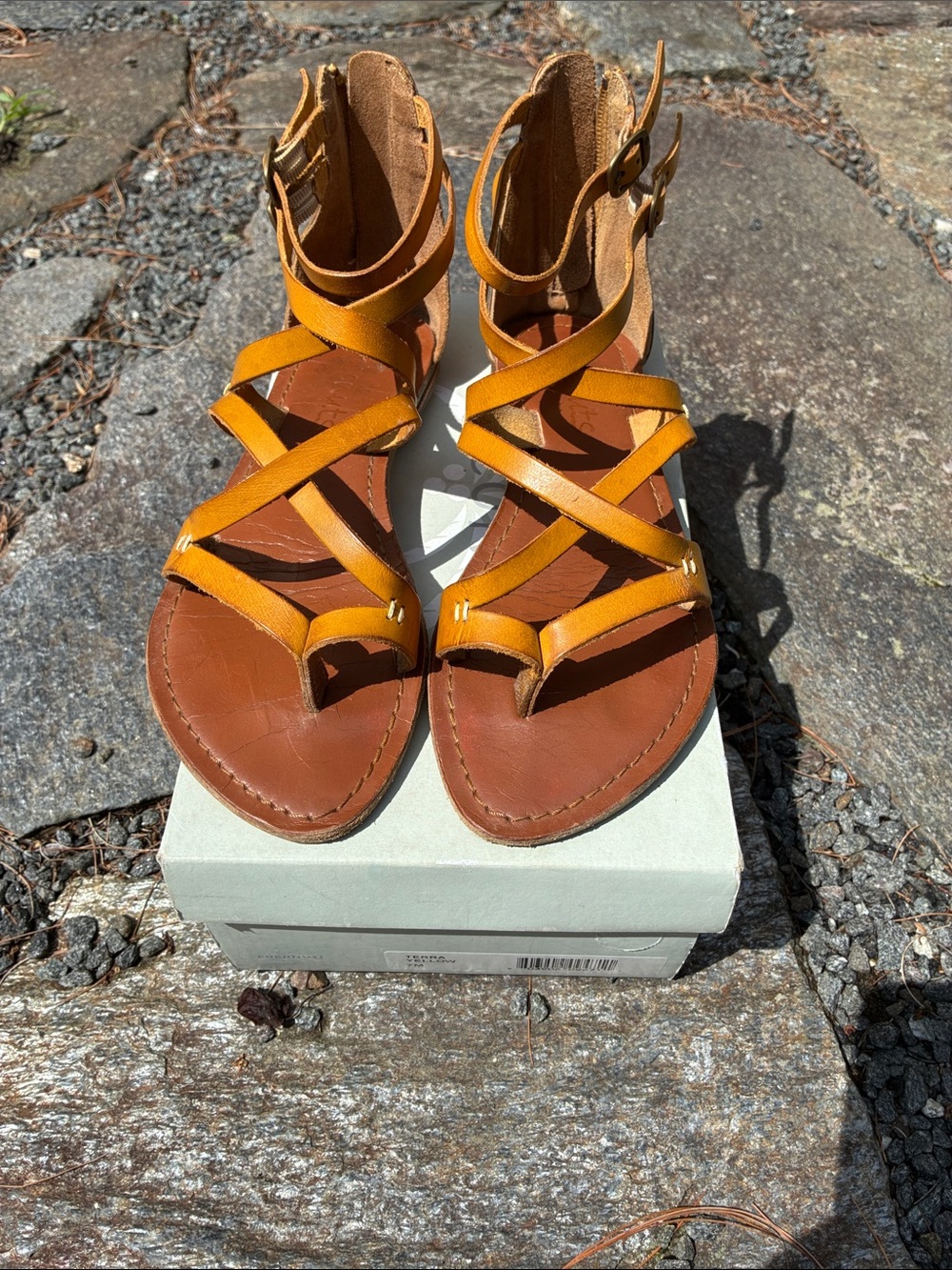Women’s Strappy Mustard Leather Sandals
